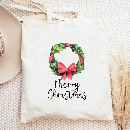 Bow Wrapped Wreath | Tote Bag