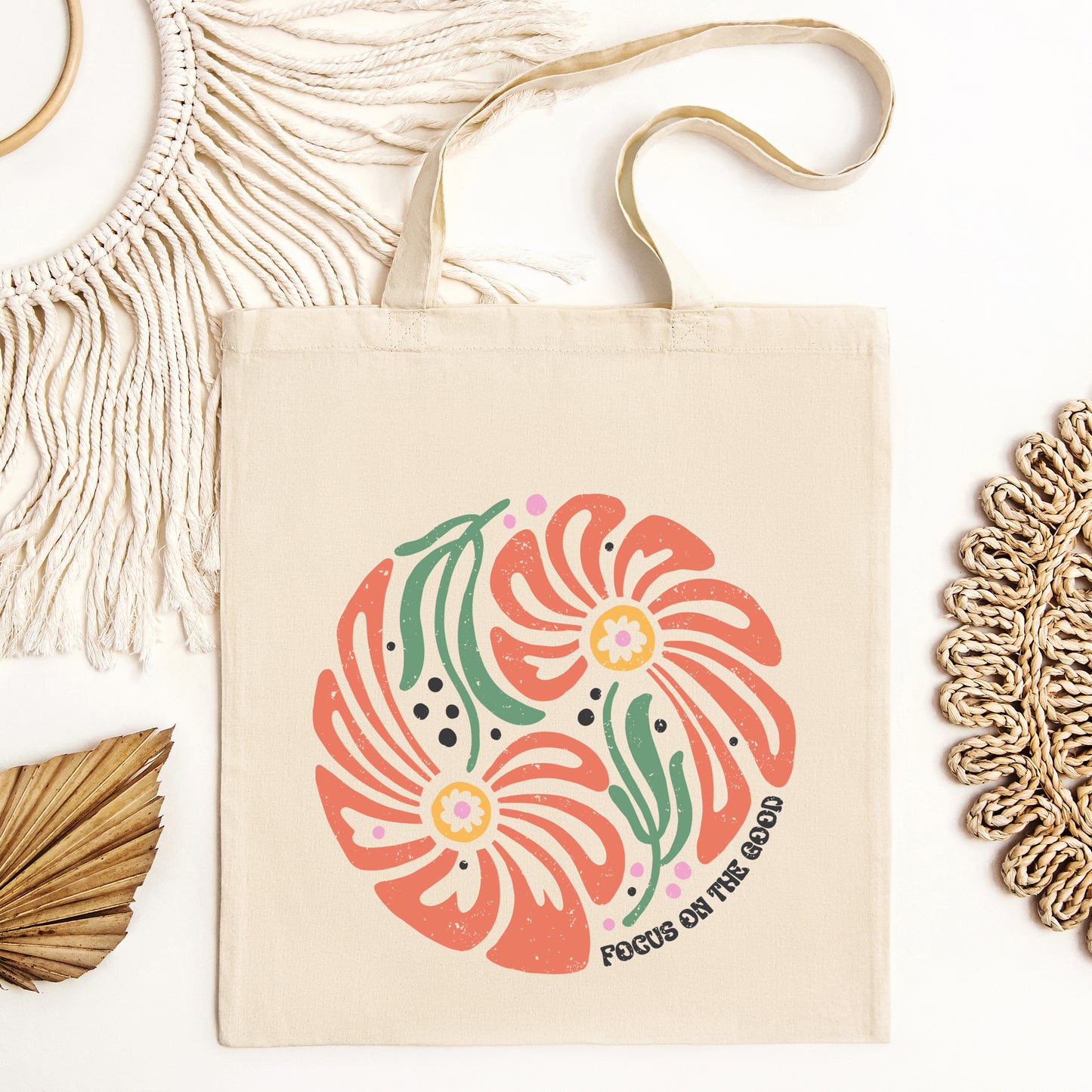 Boho Flowers Circle | Tote Bag