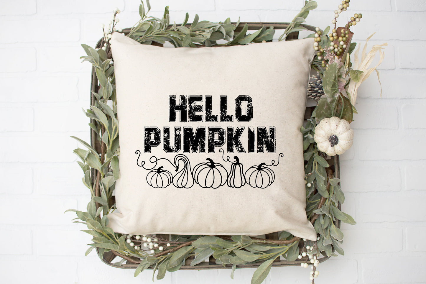 Hello Pumpkin Distressed | Pillow Cover