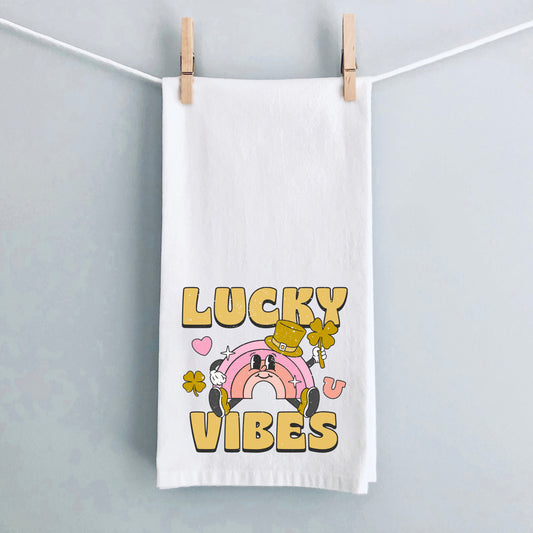 Lucky Vibes Cartoon Rainbow | Tea Towel