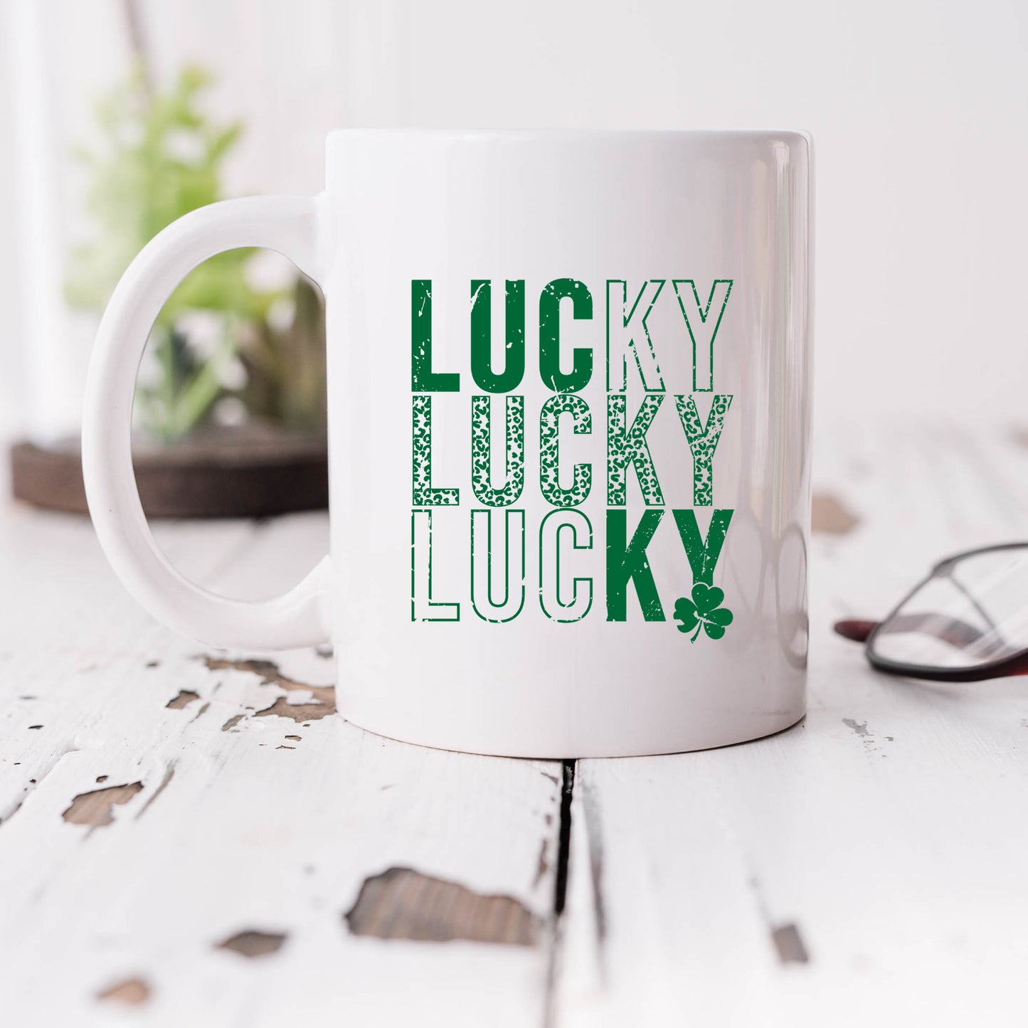 Lucky Stacked Distressed | Mug