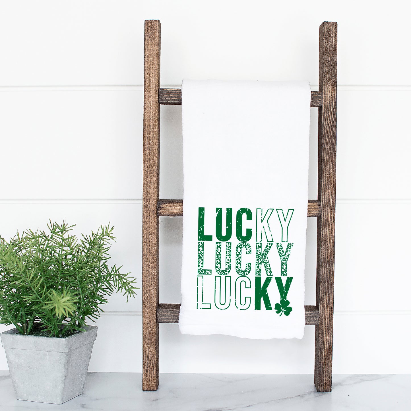 Lucky Stacked Distressed | Tea Towel