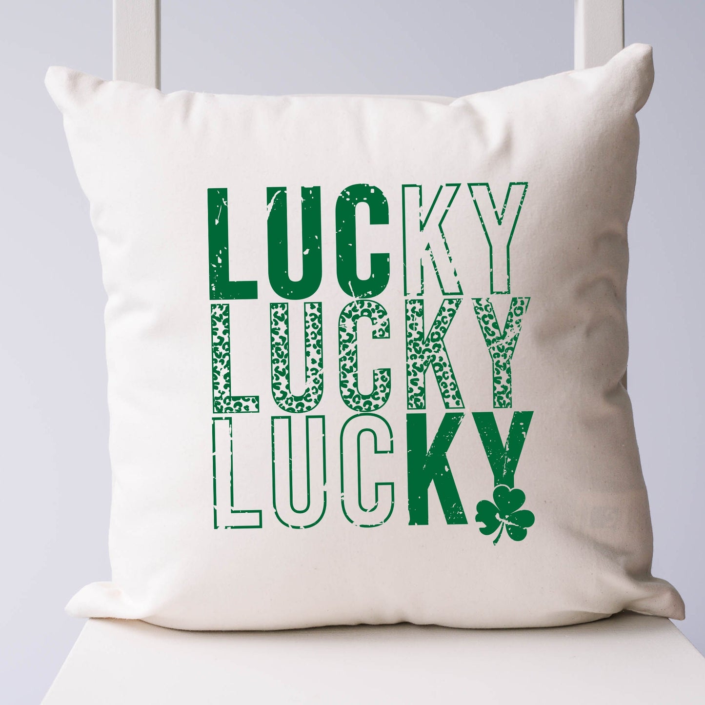 Lucky Stacked Distressed | Pillow Cover