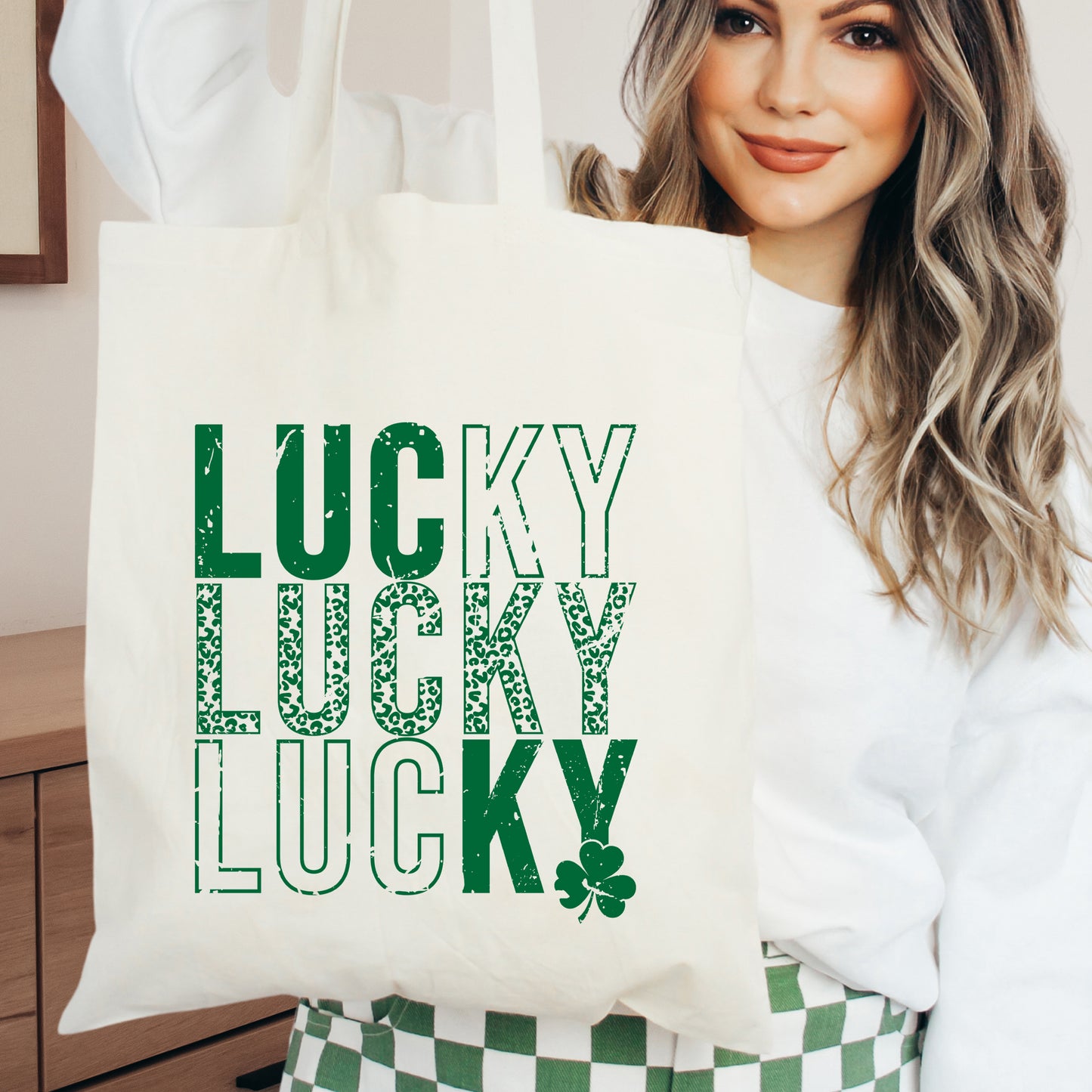 Lucky Stacked Distressed | Tote Bag