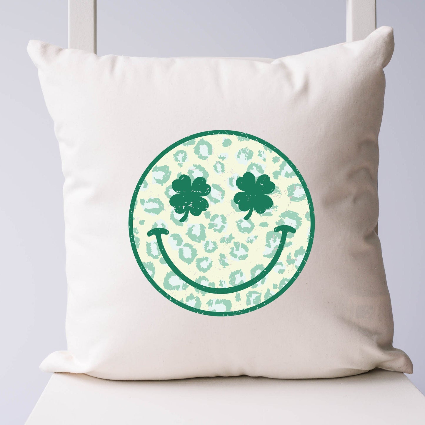 Clover Leopard Smiley Face | Pillow Cover