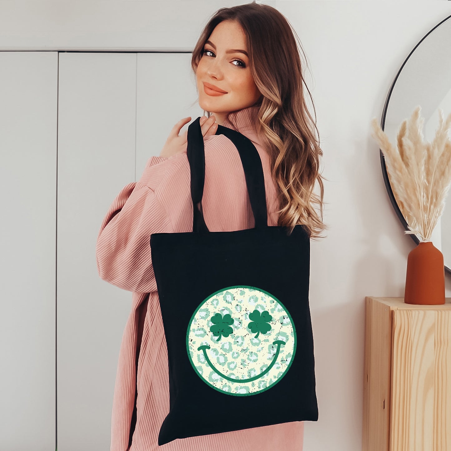 Clover Leopard Smiley Face | Tote Bag