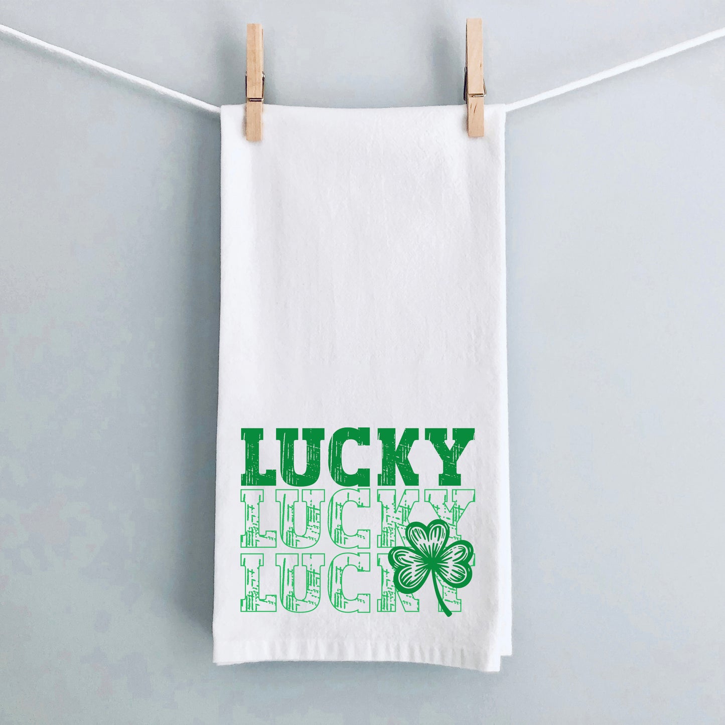 Bold Green Lucky Stacked | Tea Towel