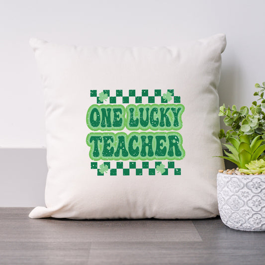 Checkered Lucky Teacher | Pillow Cover