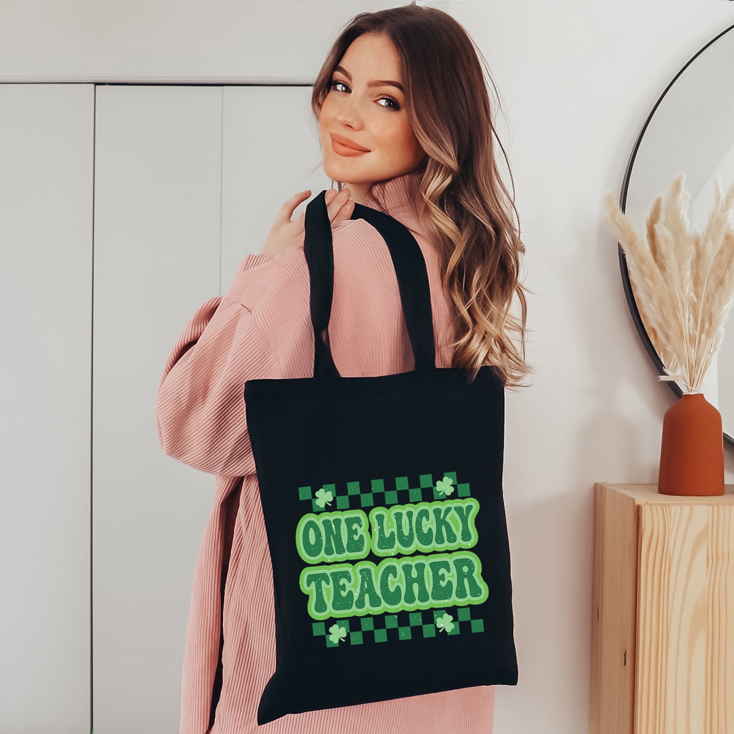 Checkered Lucky Teacher | Tote Bag