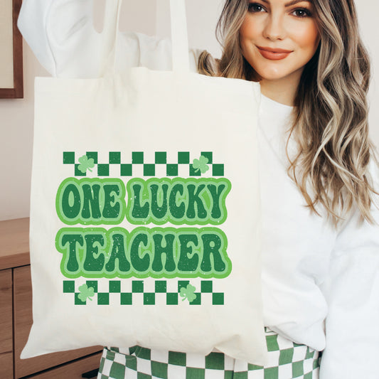 Checkered Lucky Teacher | Tote Bag