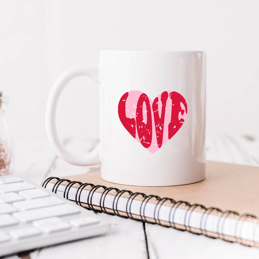 Pink Love Heart Distressed | Mug