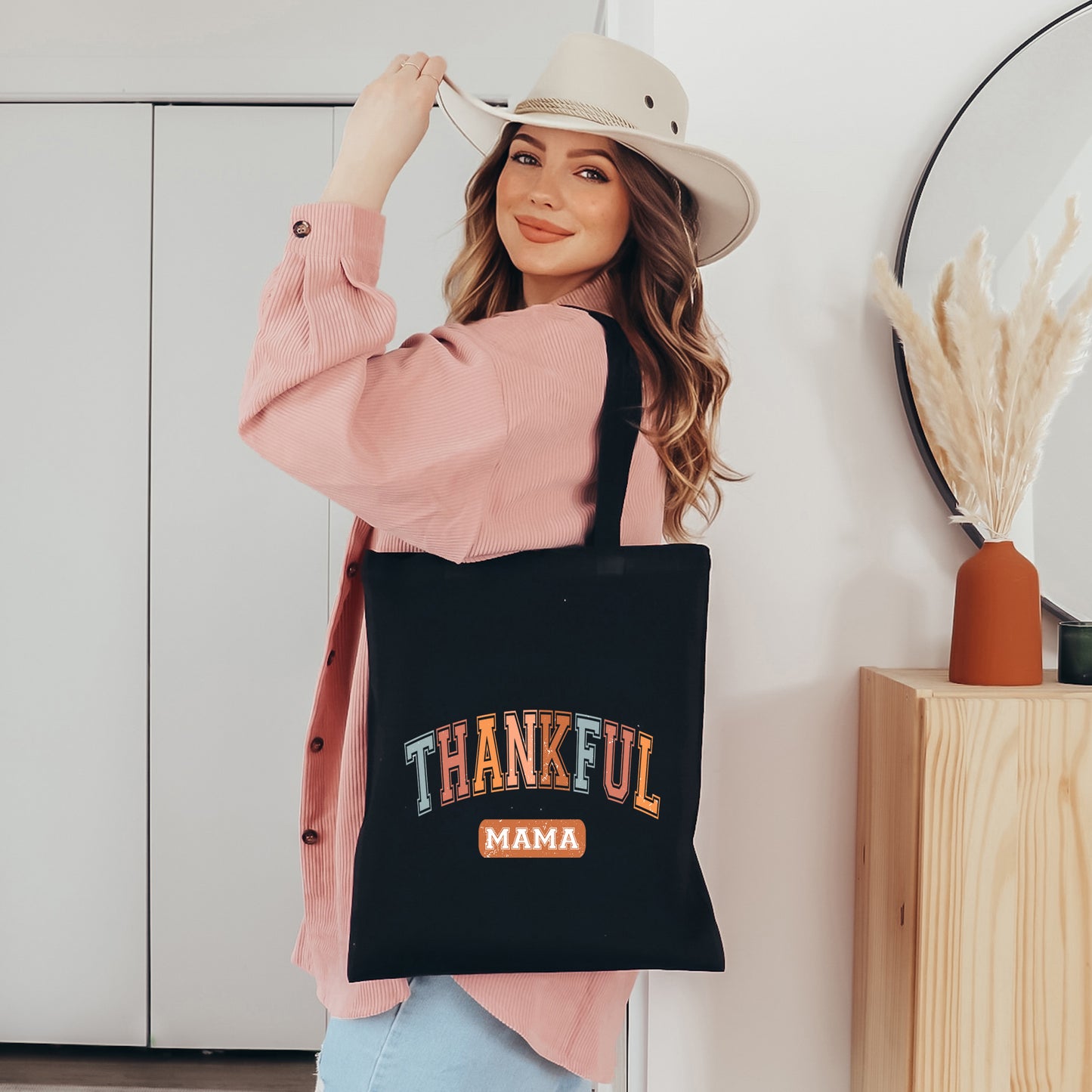 Varsity Thankful Mama | Tote Bag