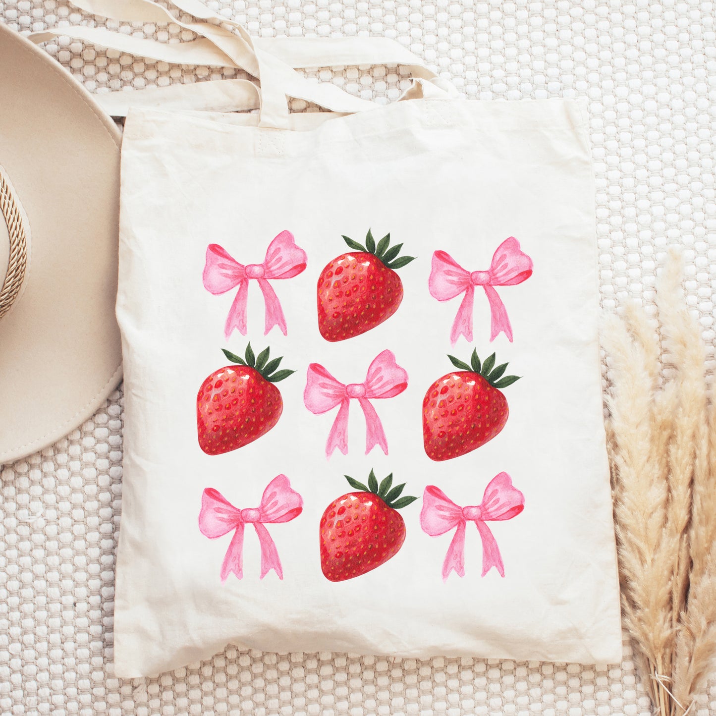 Strawberry Coquette Bow Chart | Tote Bag