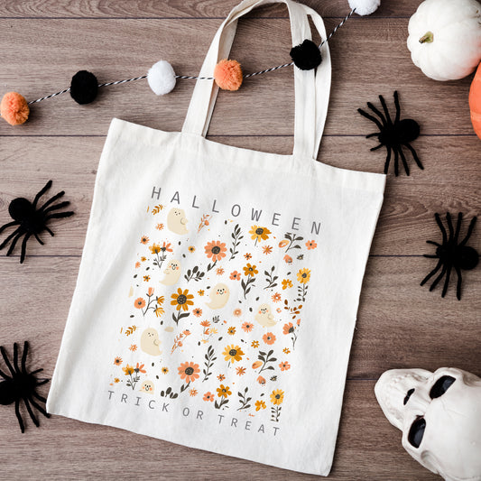 Halloween Floral And Ghost Collage | Tote Bag