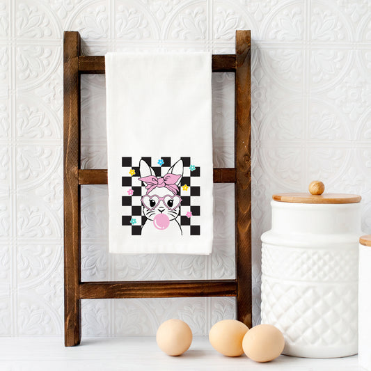 Checkered Groovy Bunny | Tea Towel