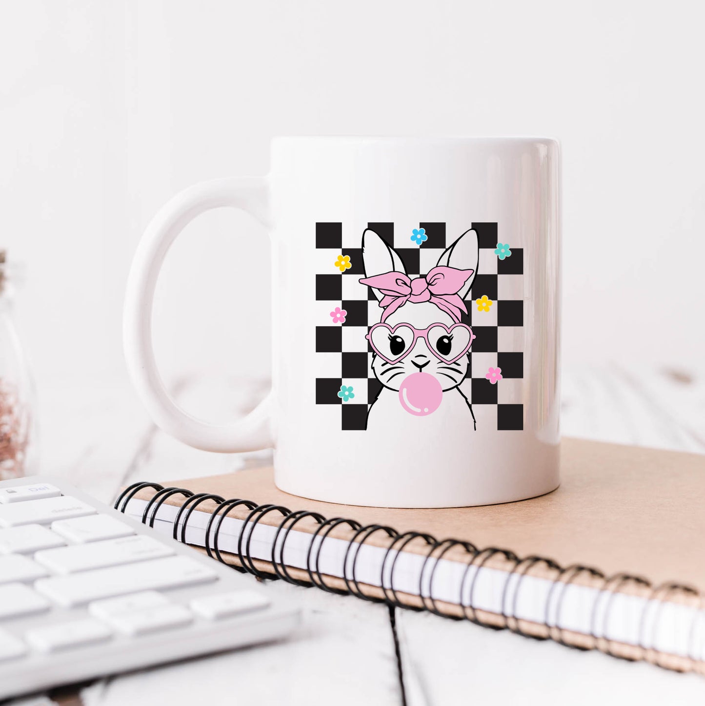 Checkered Groovy Bunny | Mug