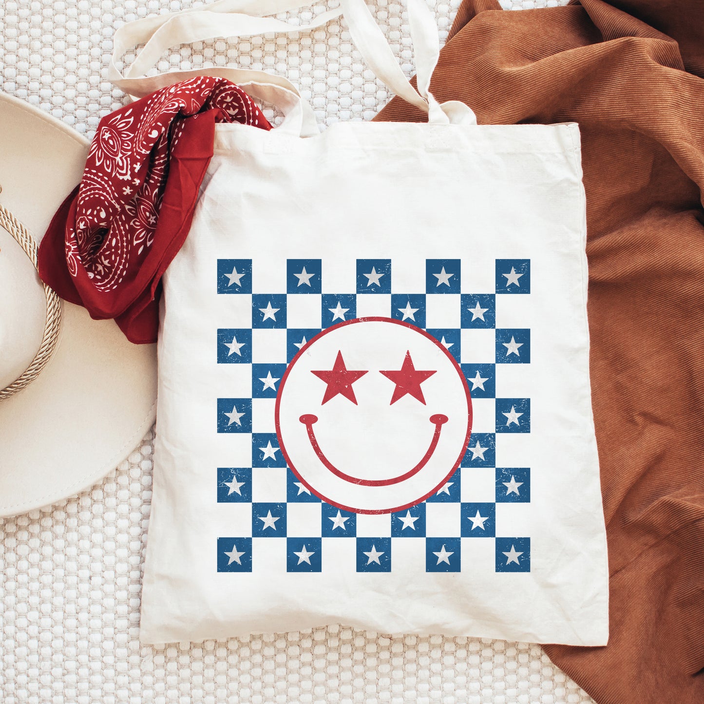 Patriotic Smiley Stars | Tote Bag