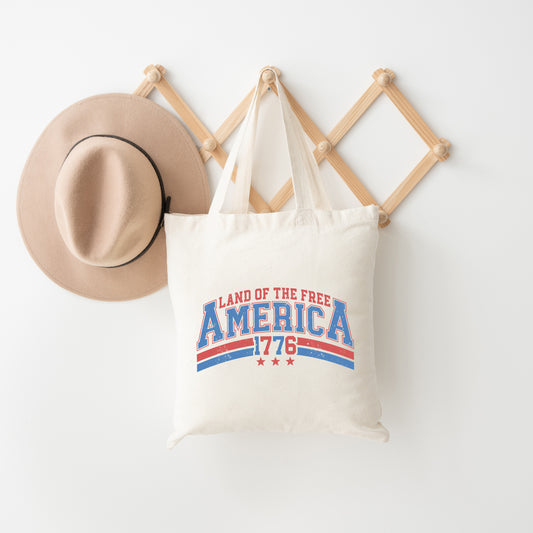 Land Of The Free America Curved | Tote Bag