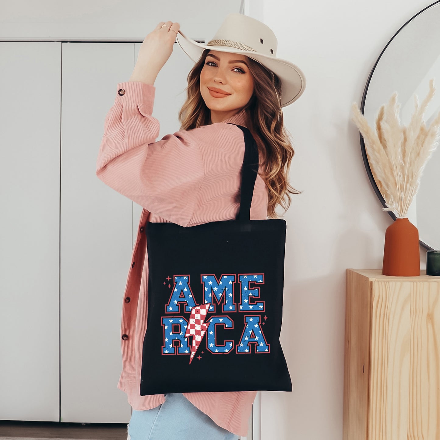 America Varsity Lightning Bolt | Tote Bag