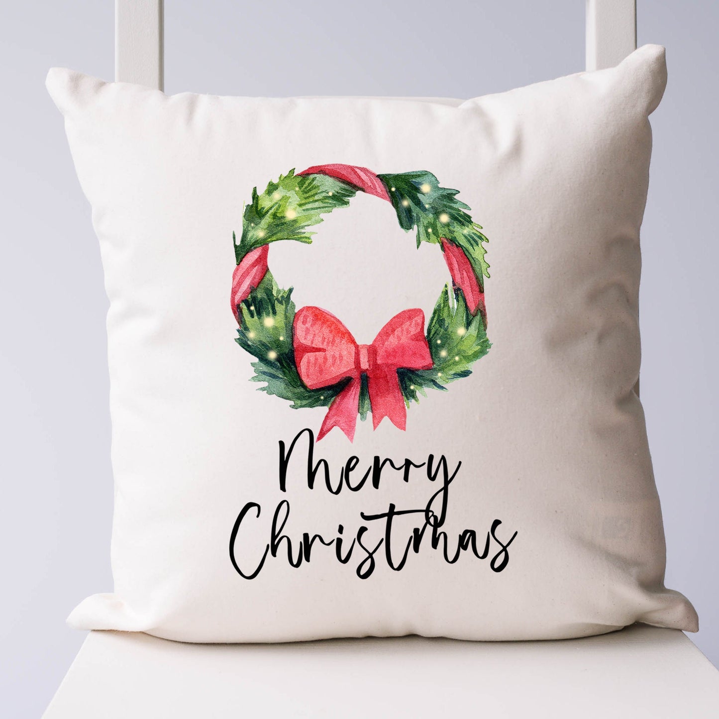 Bow Wrapped Wreath | Pillow Cover