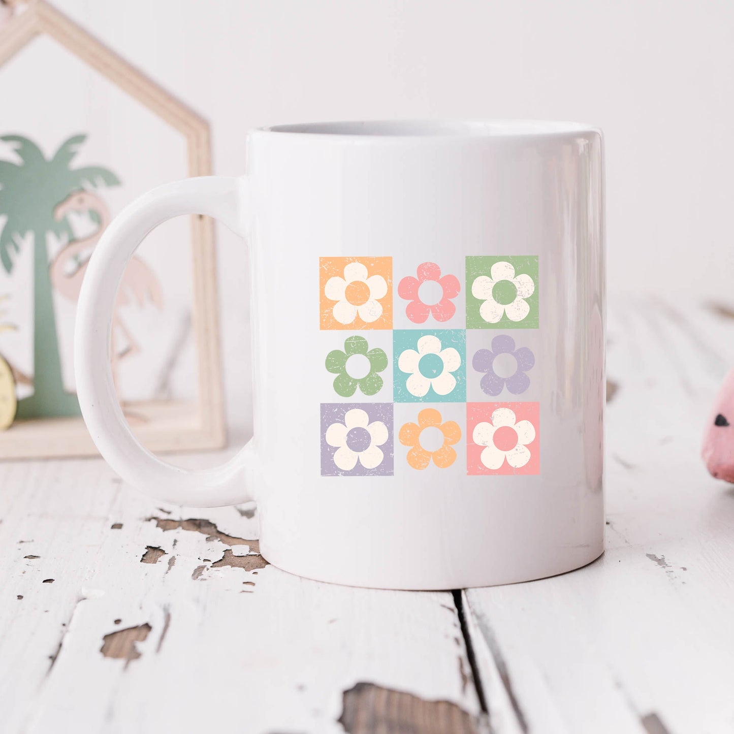 Checkered Flowers | Mug