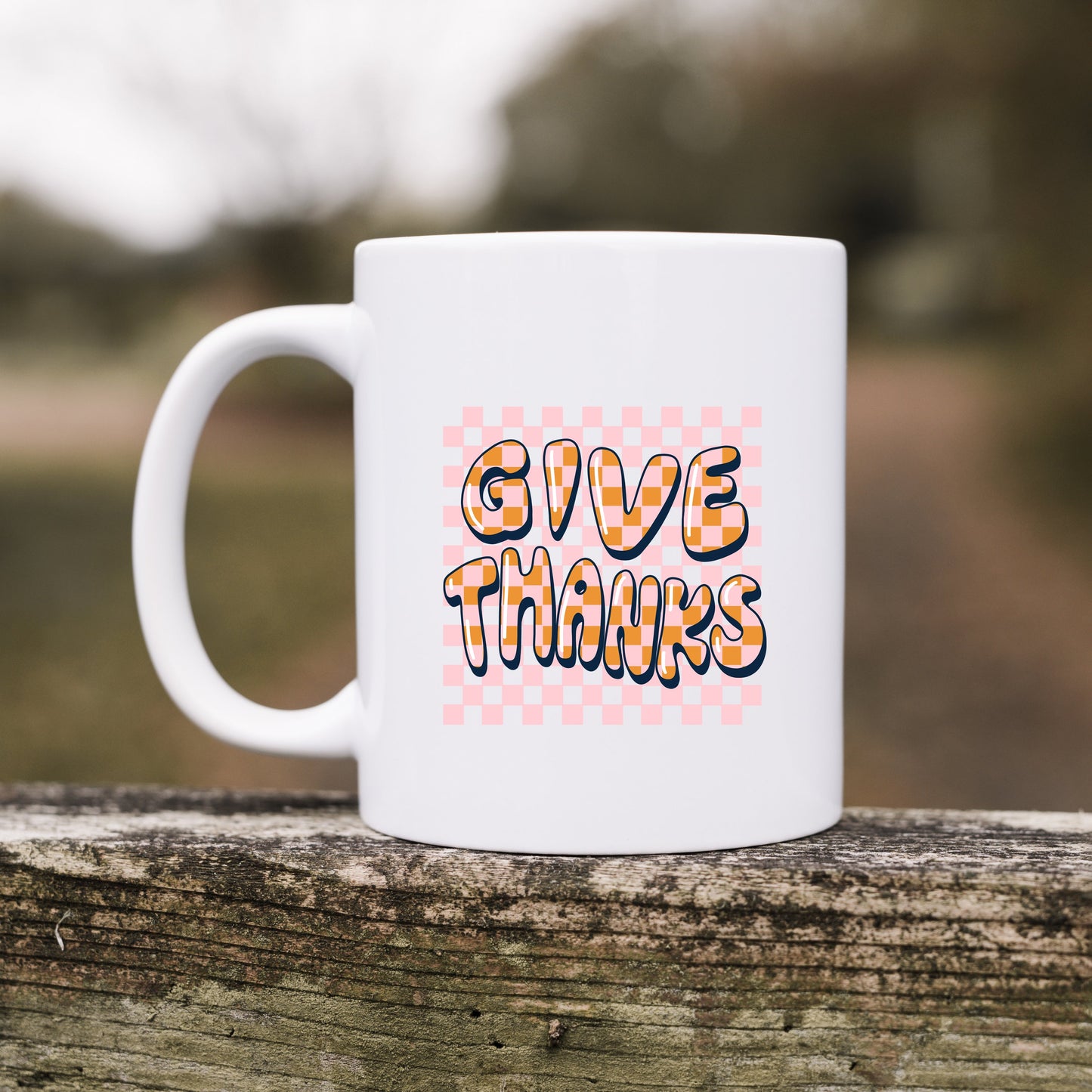 Give Thanks Checkered | Mug