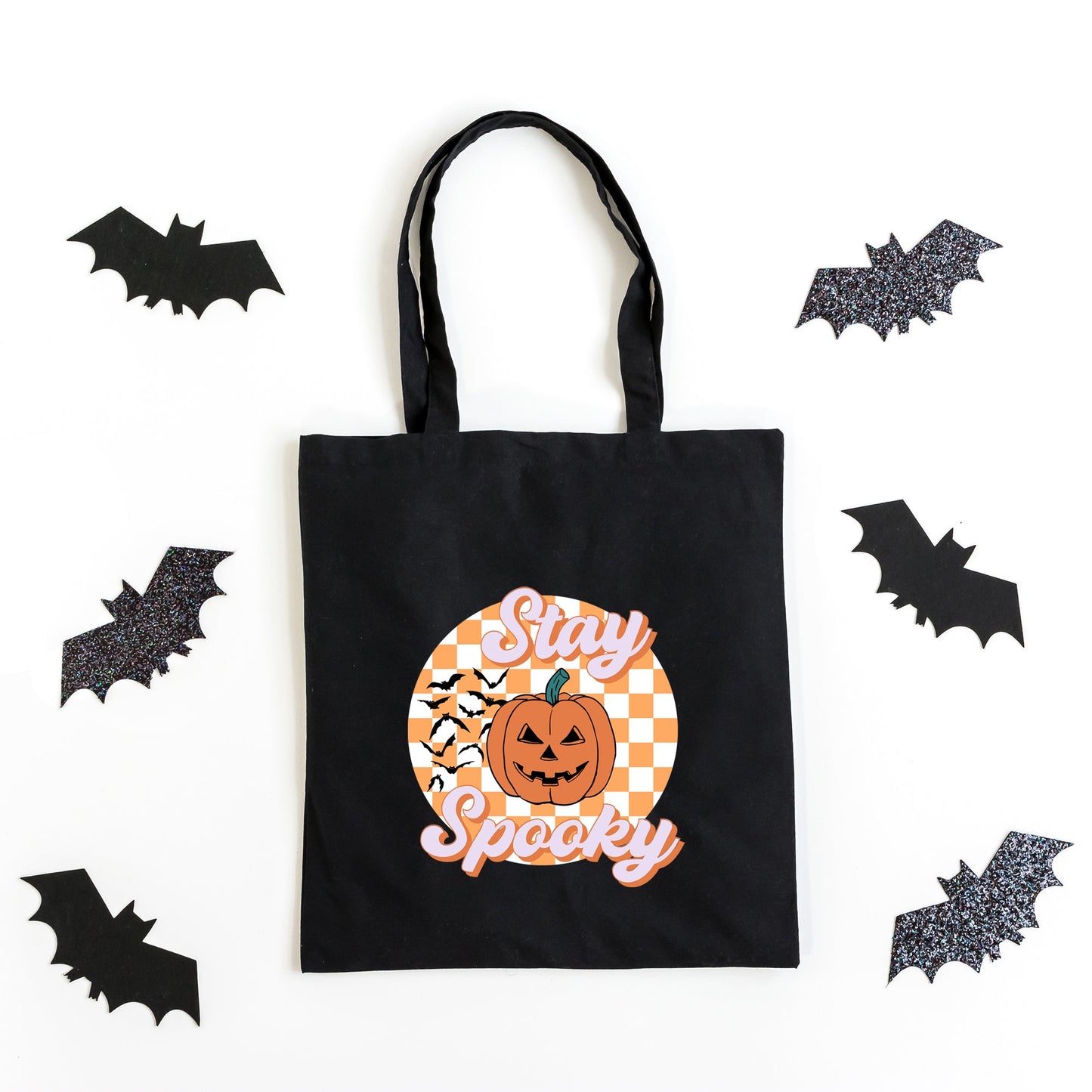 Stay Spooky Bats Checkered | Tote Bag