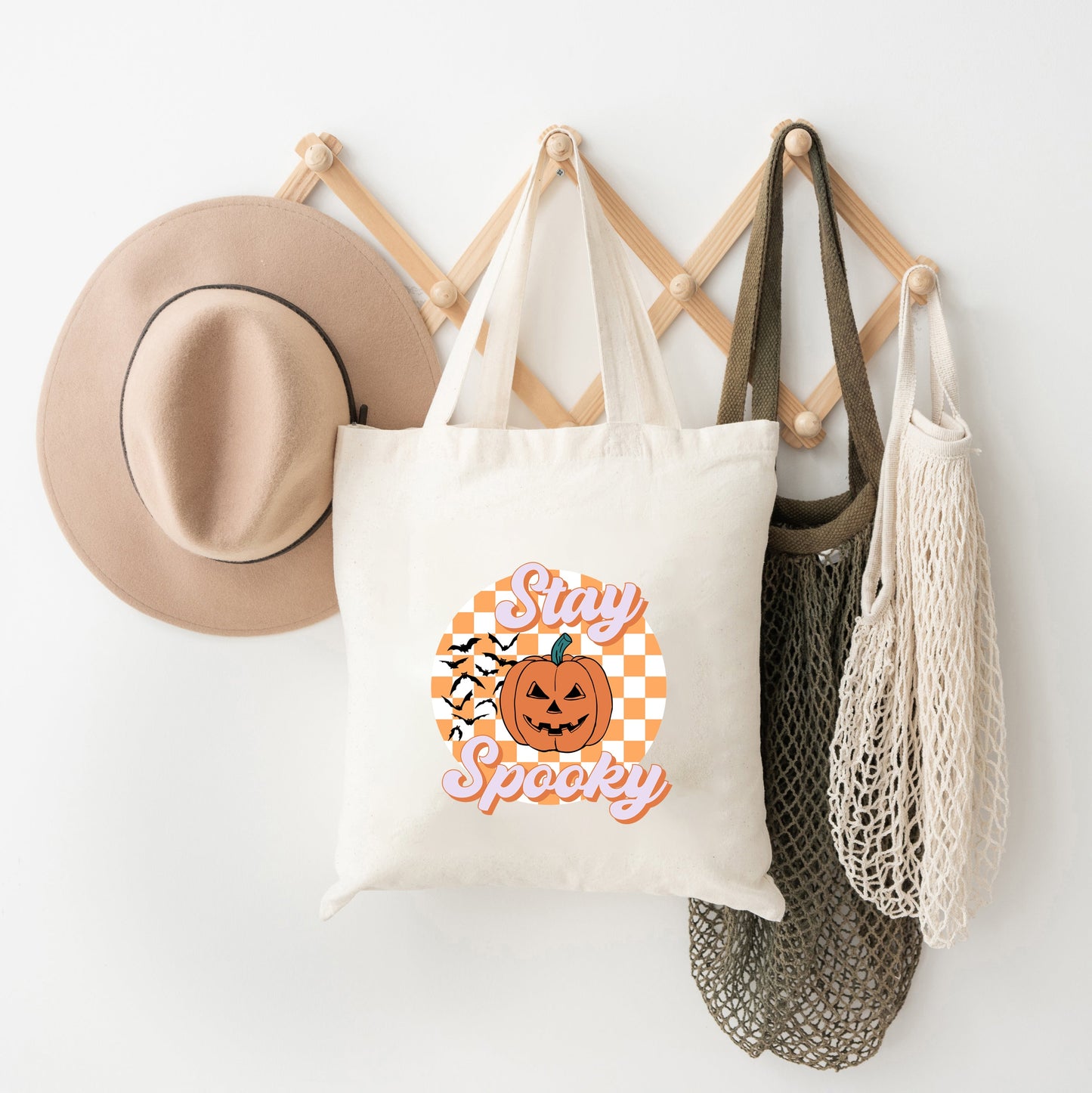 Stay Spooky Bats Checkered | Tote Bag