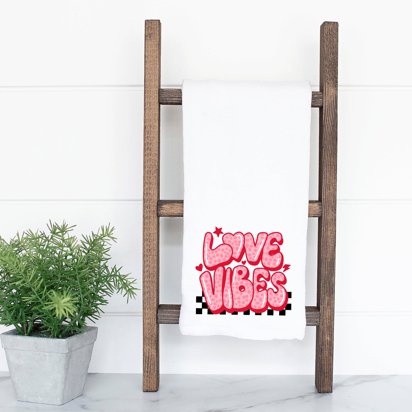 Love Vibes Stars Checkered | Tea Towel