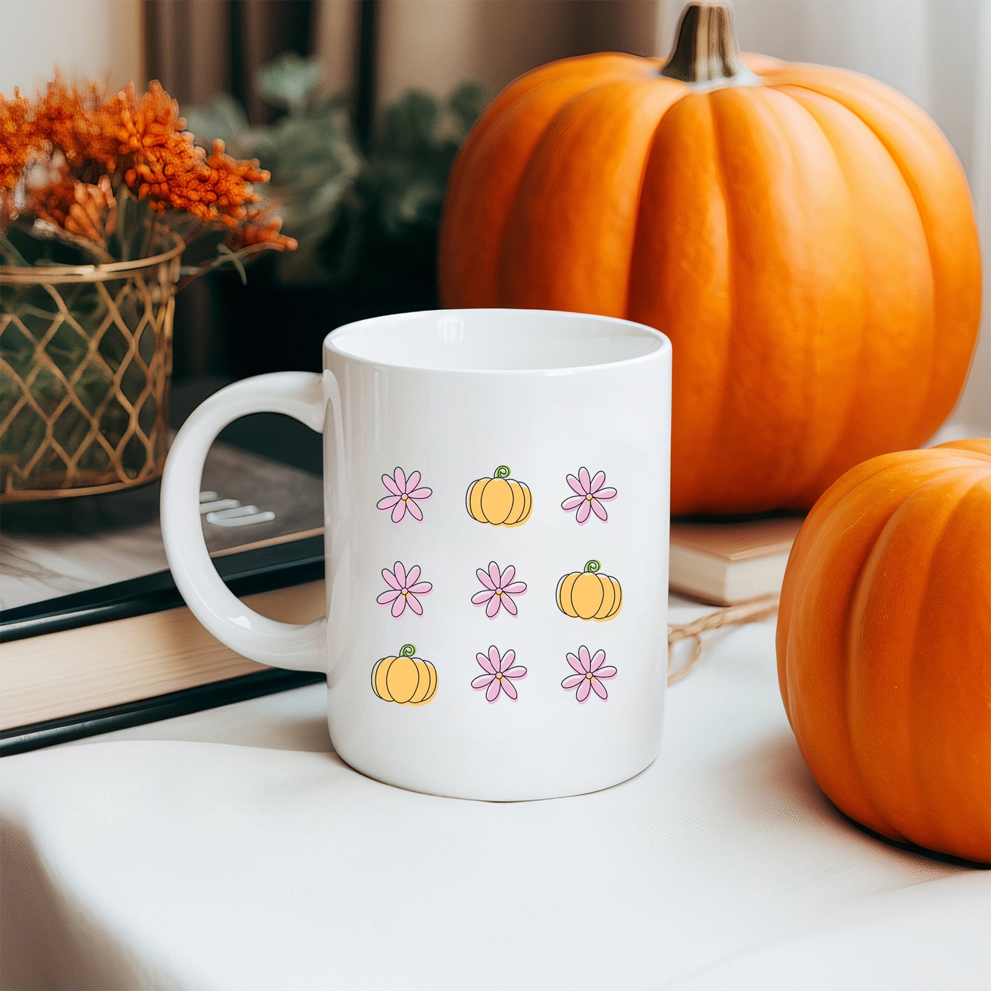 Pumpkin And Flowers | Mug