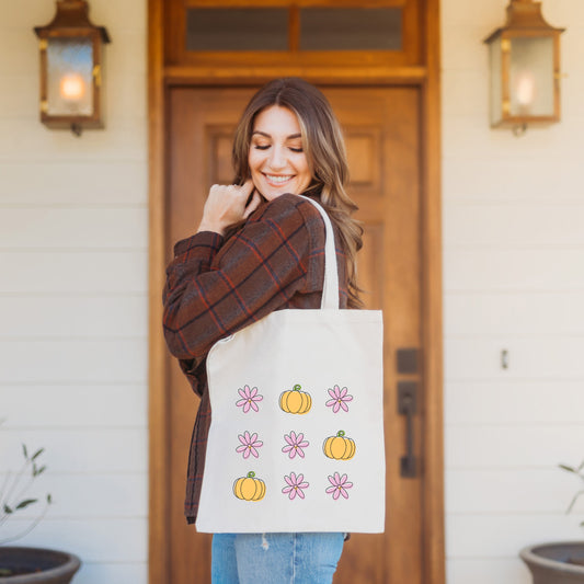 Pumpkin And Flowers | Tote Bag