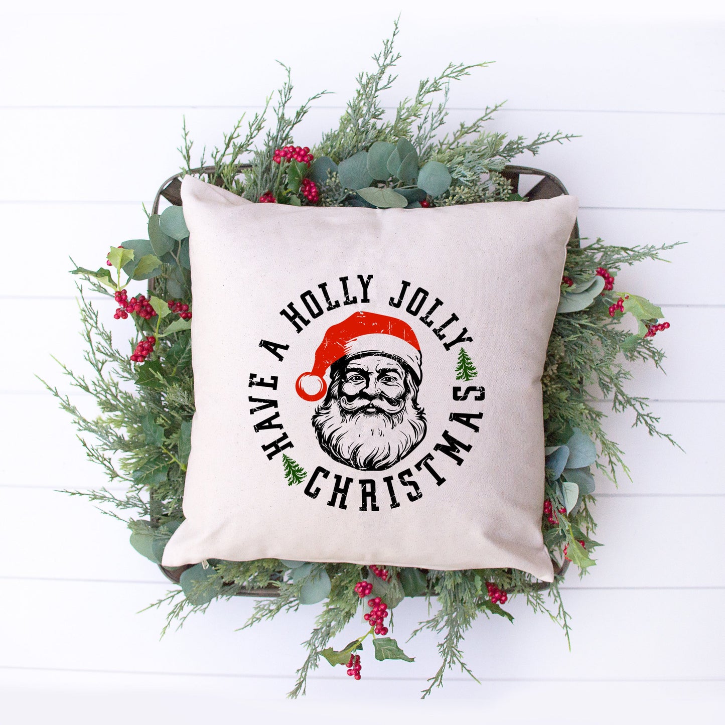 Holly Jolly Santa | Pillow Cover