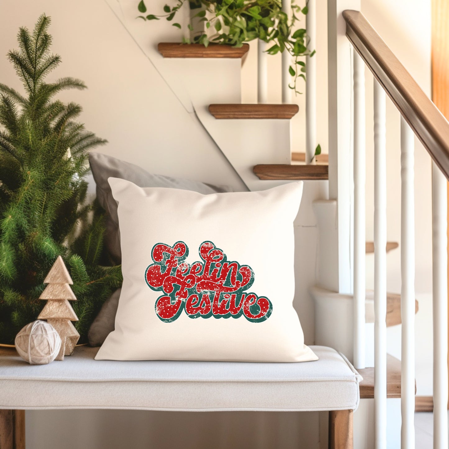 Distressed Feelin Festive | Pillow Cover