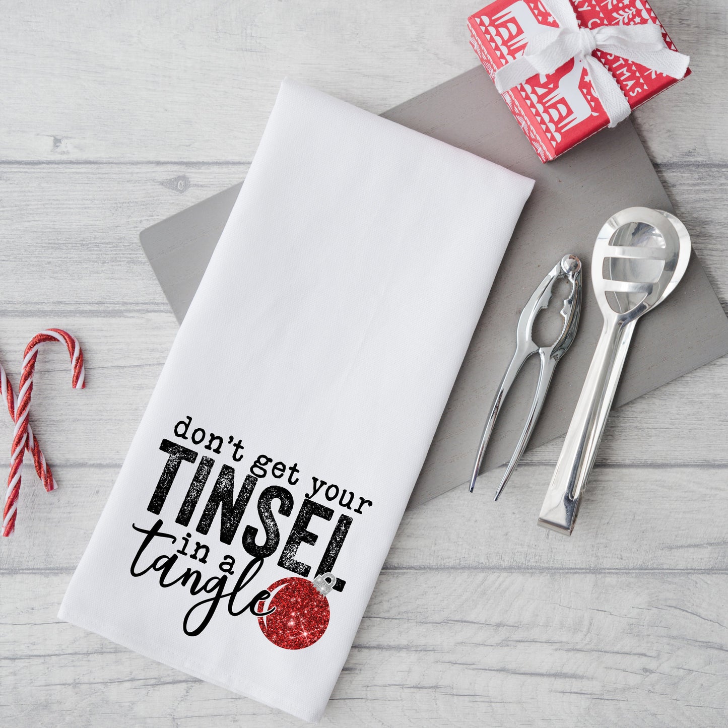 Tinsel In A Tangle Bulb | Tea Towel