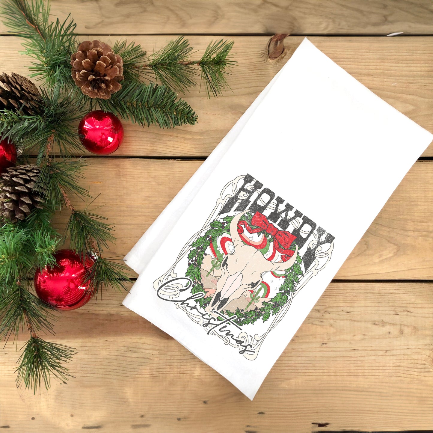 Howdy Christmas Bull | Tea Towel