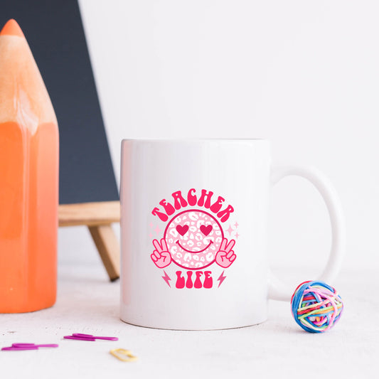 Teacher Life Leopard Smiley Face | Mug