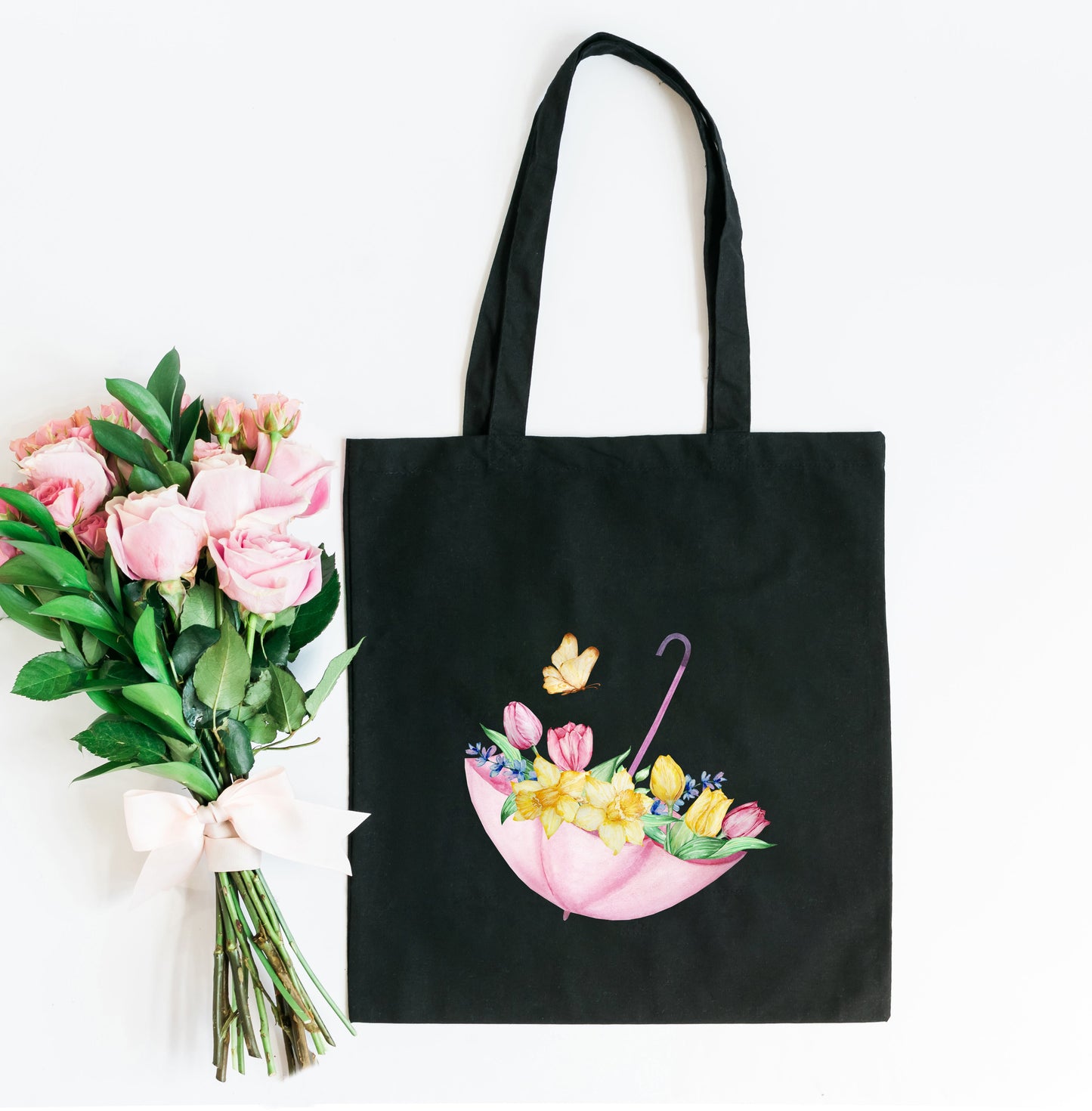 Flowers In Umbrella | Tote Bag