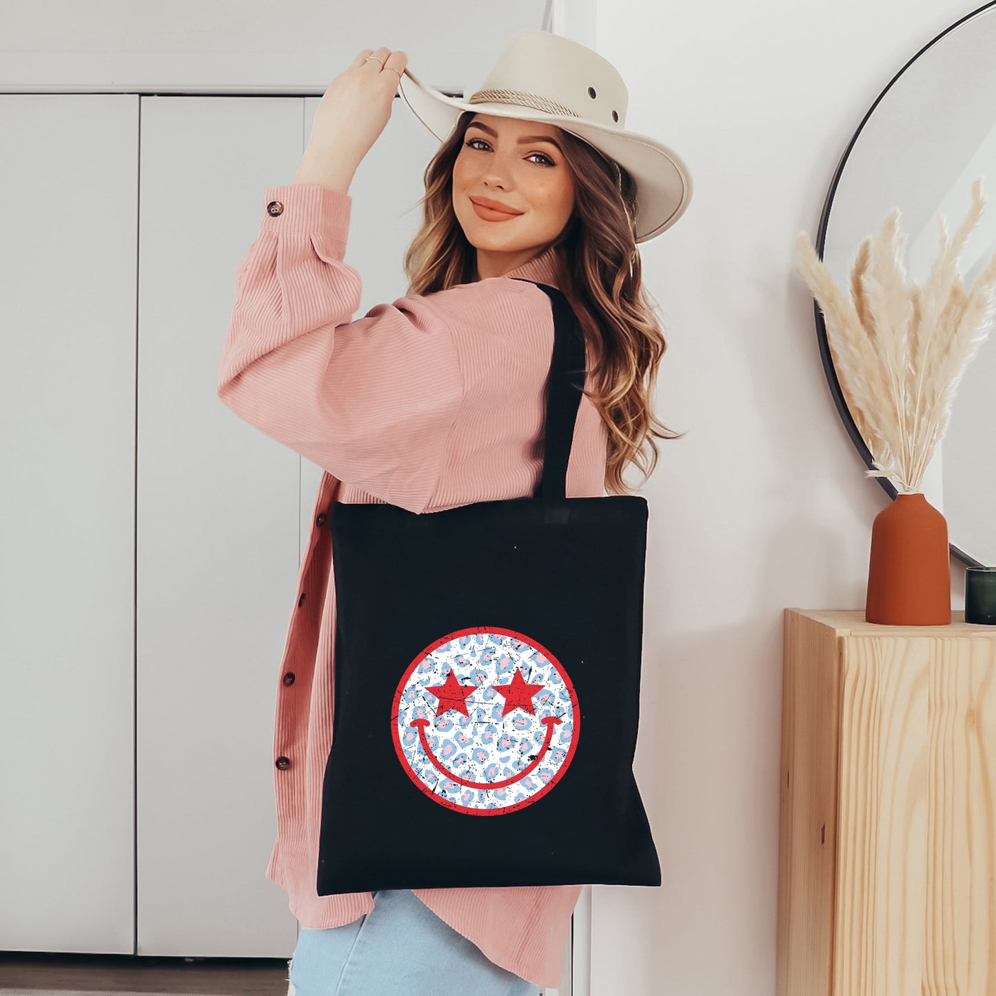 Leopard Patriotic Smiley Face | Tote Bag