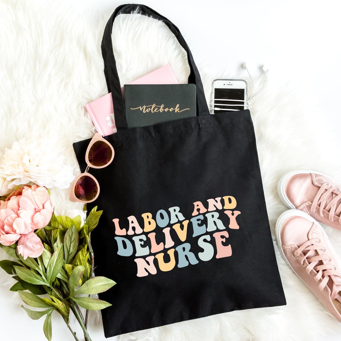 Labor And Delivery Nurse Wavy Pastel Colorful | Tote Bag