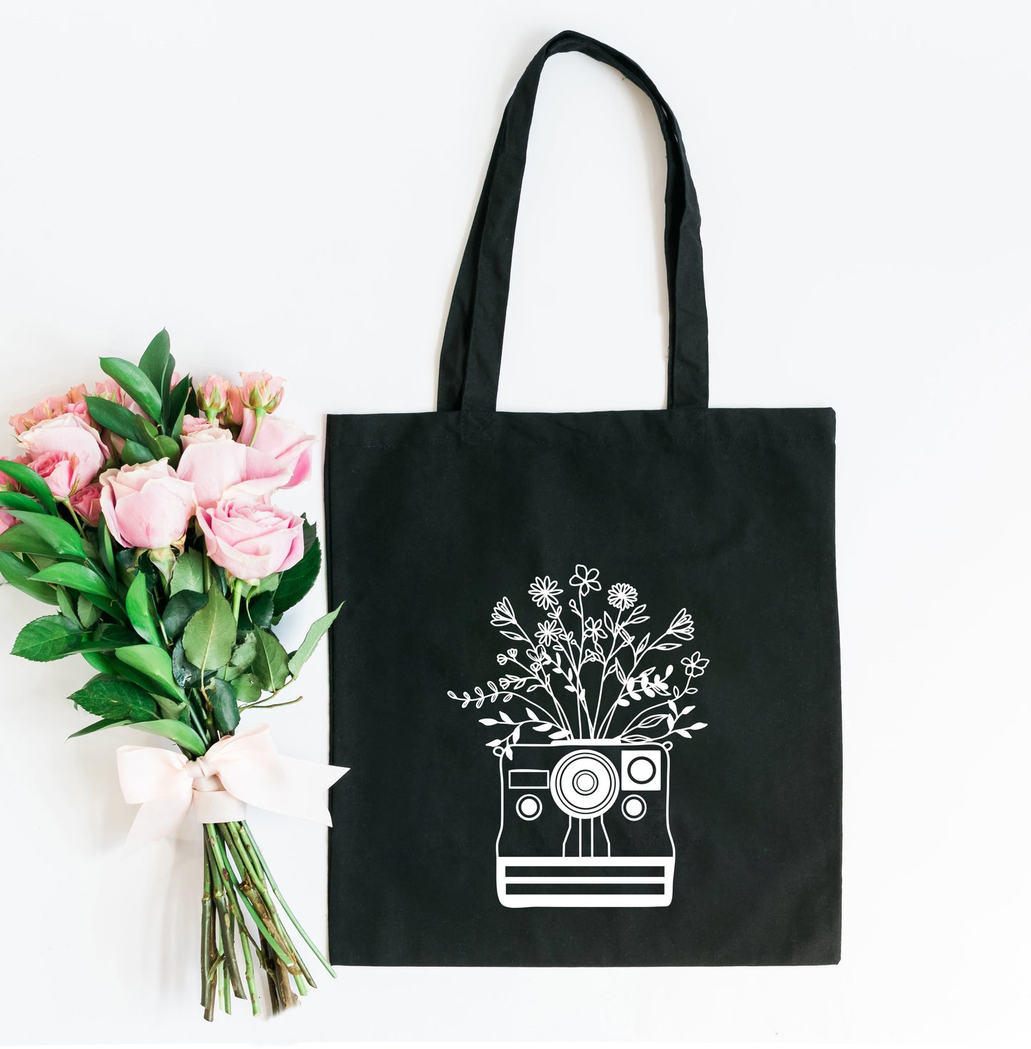 Camera And Wildflowers | Tote Bag