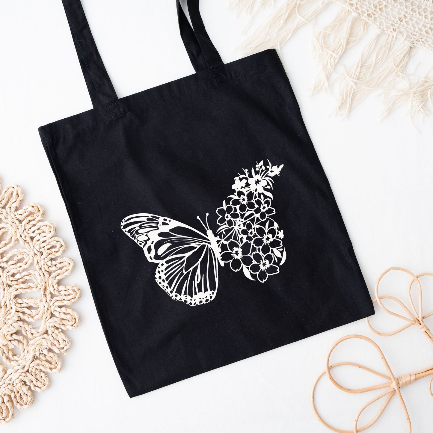 Butterfly And Flowers | Tote Bag