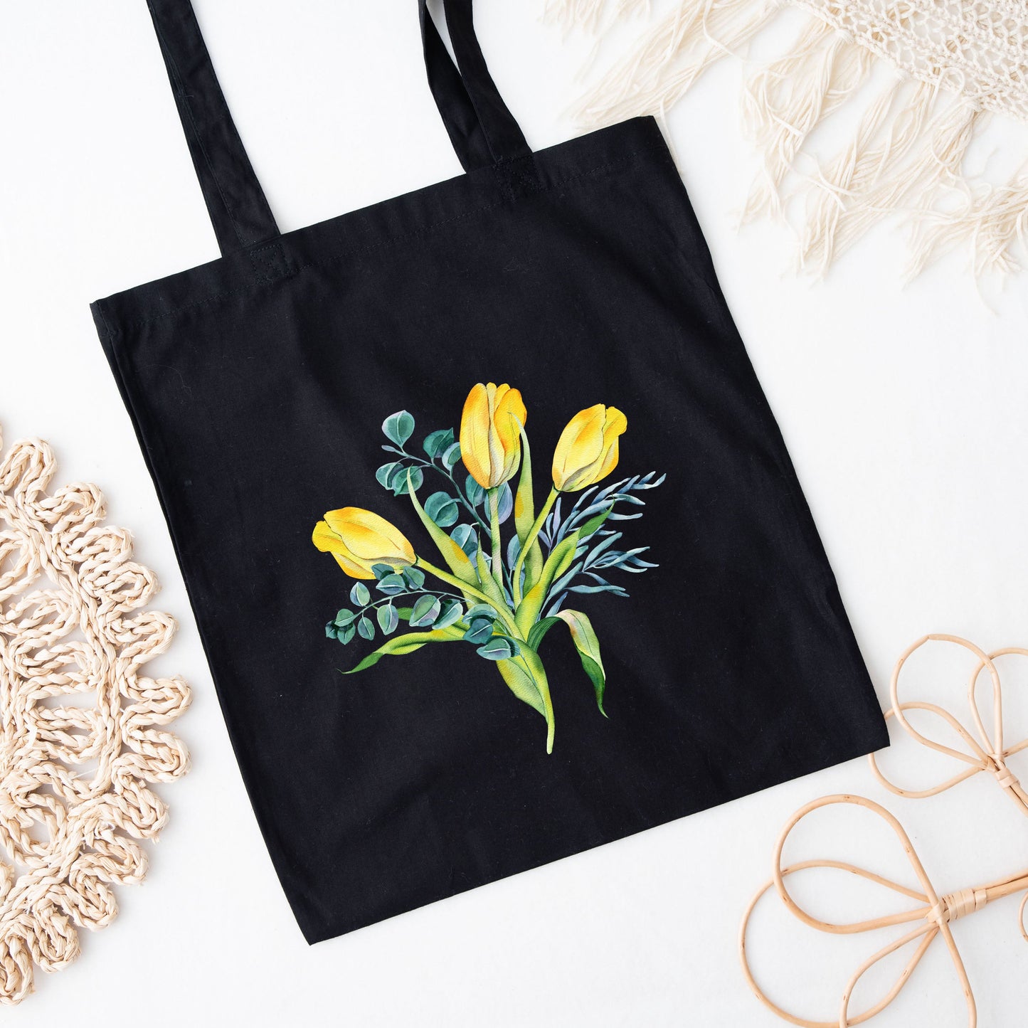 Yellow And Blue Bouquet | Tote Bag