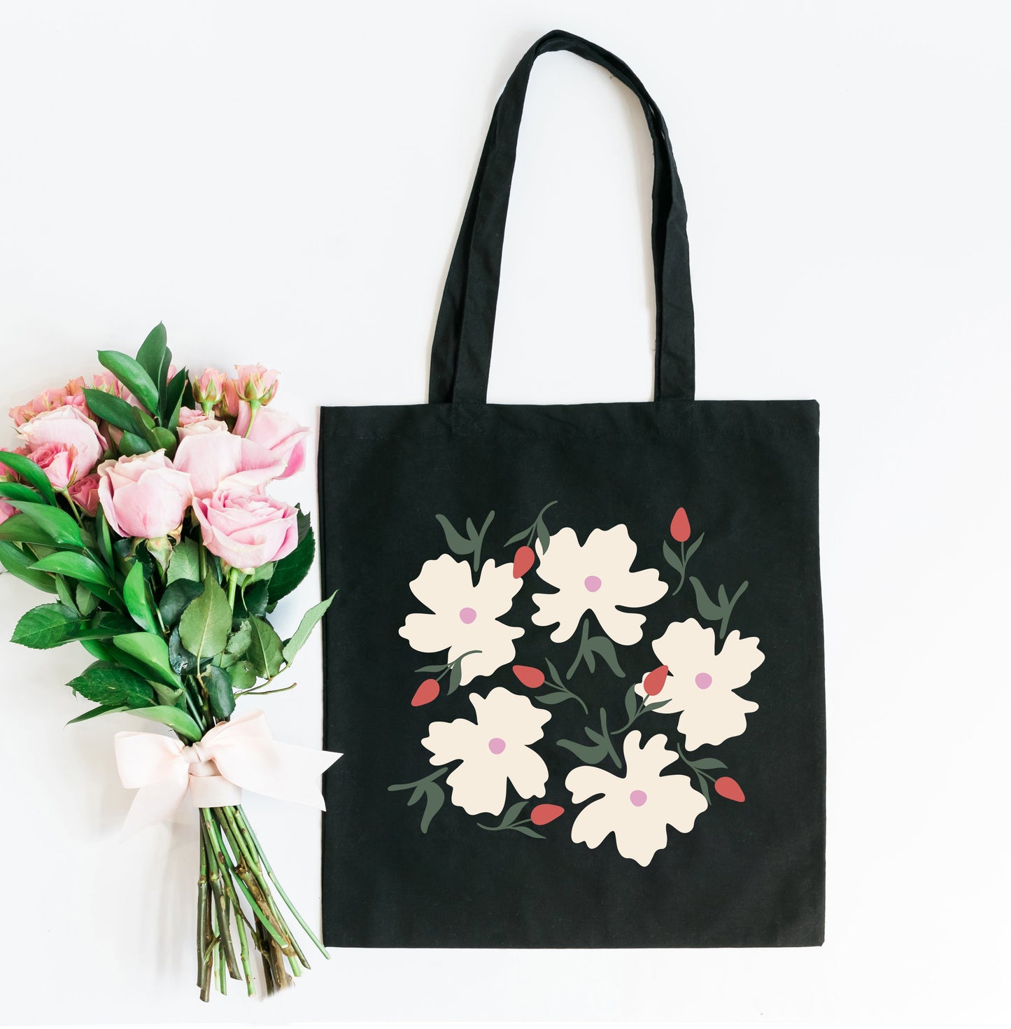 Pink Flowers And Buds | Tote Bag