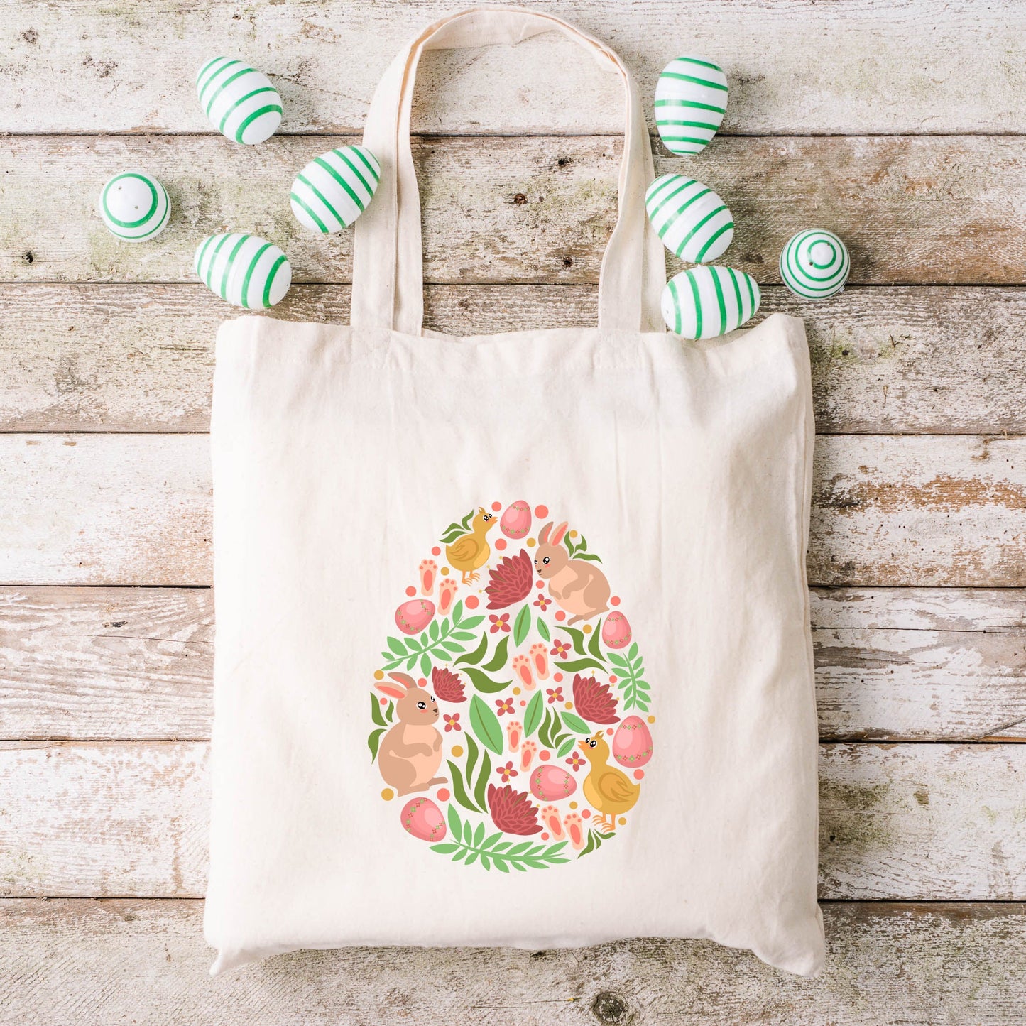 Easter Egg Flowers Bunnies | Tote Bag