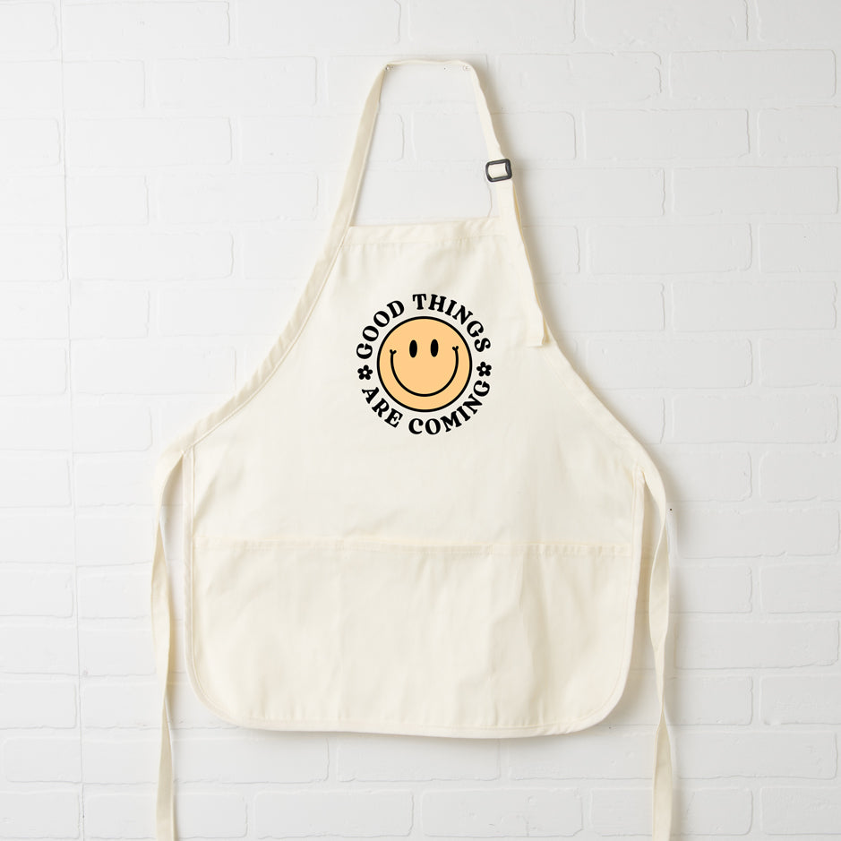 Good Things Are Coming Smiley Face | Apron