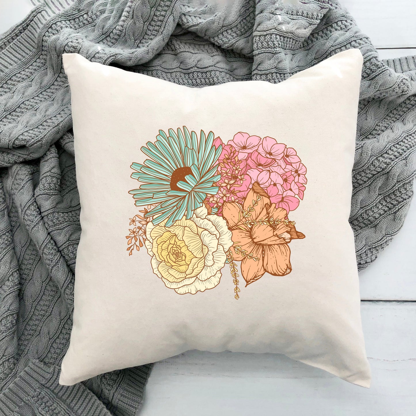 Colorful Flower Bouquet | Pillow Cover