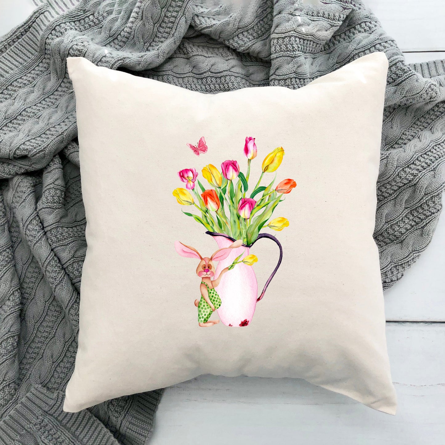 Vintage Water Vase Bouquet | Pillow Cover