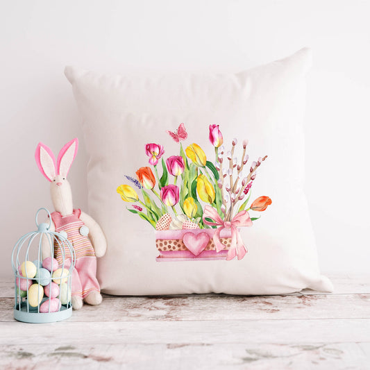 Leopard Basket Easter Bouquet | Pillow Cover