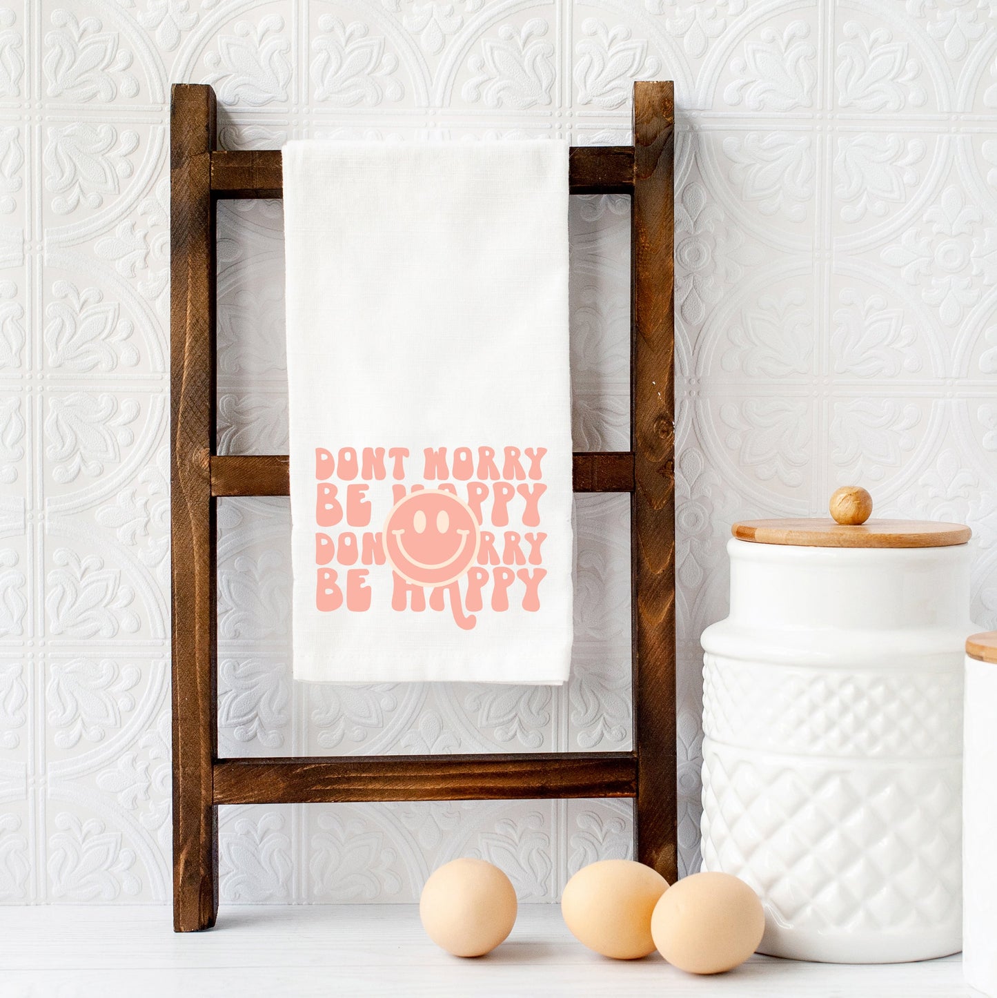 Don't Worry Be Happy Smiley | Tea Towel