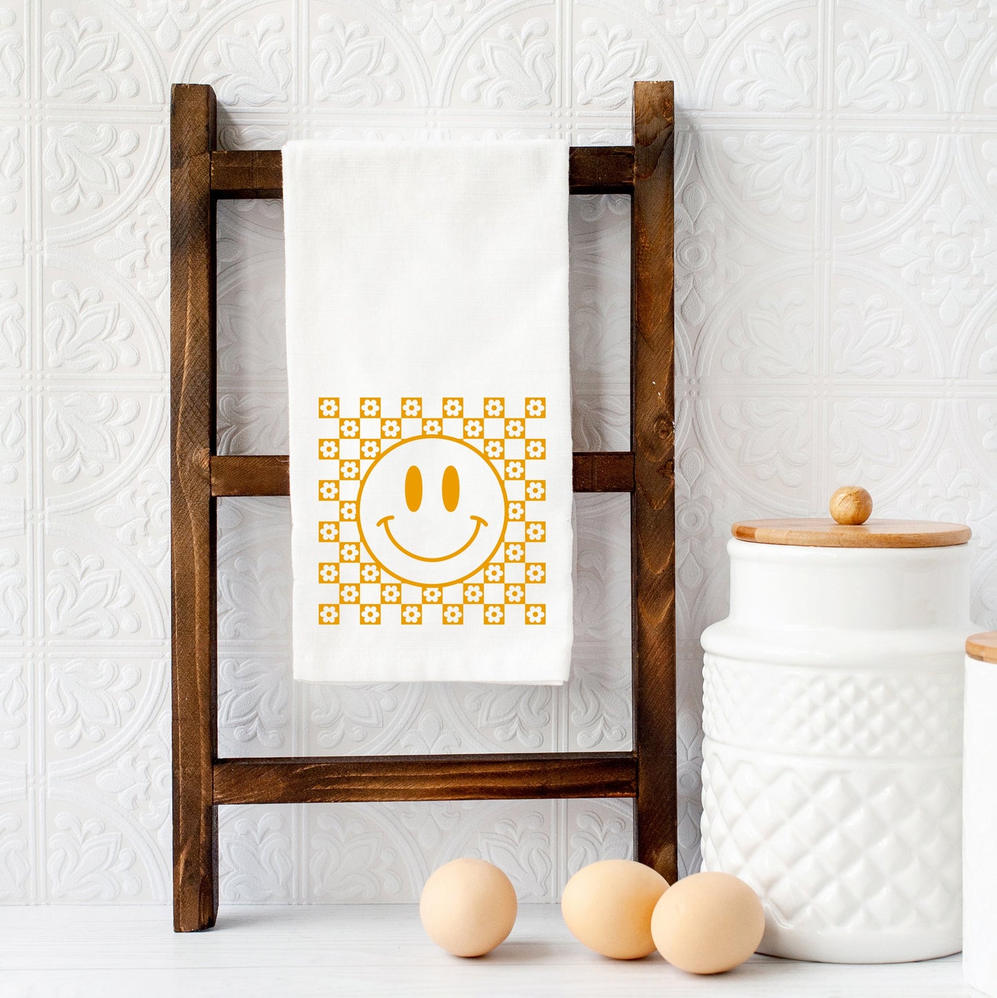 Mustard Smiley Flowers | Tea Towel